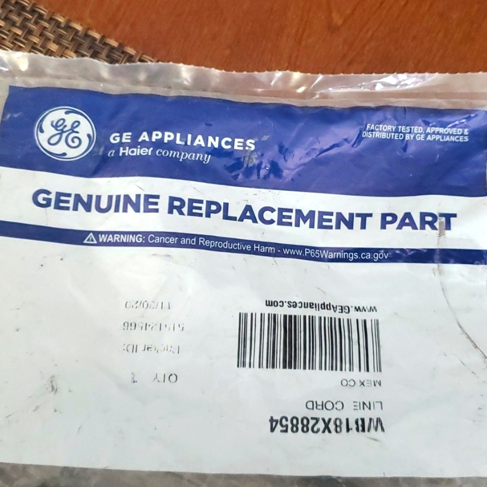 GE APPLIANCES GENUINE PARTS LINE CORD WB18X28854